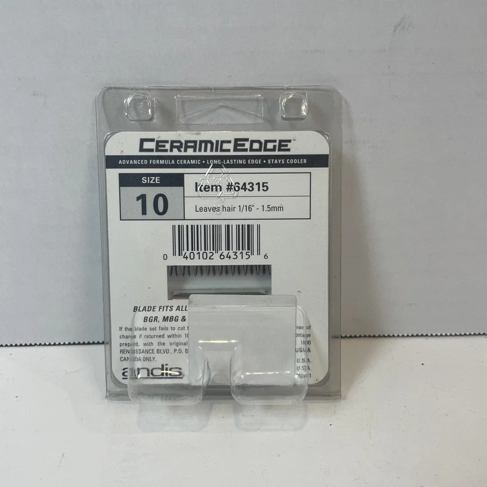 Andis Clipper Blade Unisex Size 10 Silver CeramicEdge 64315 Professional 1.5mm